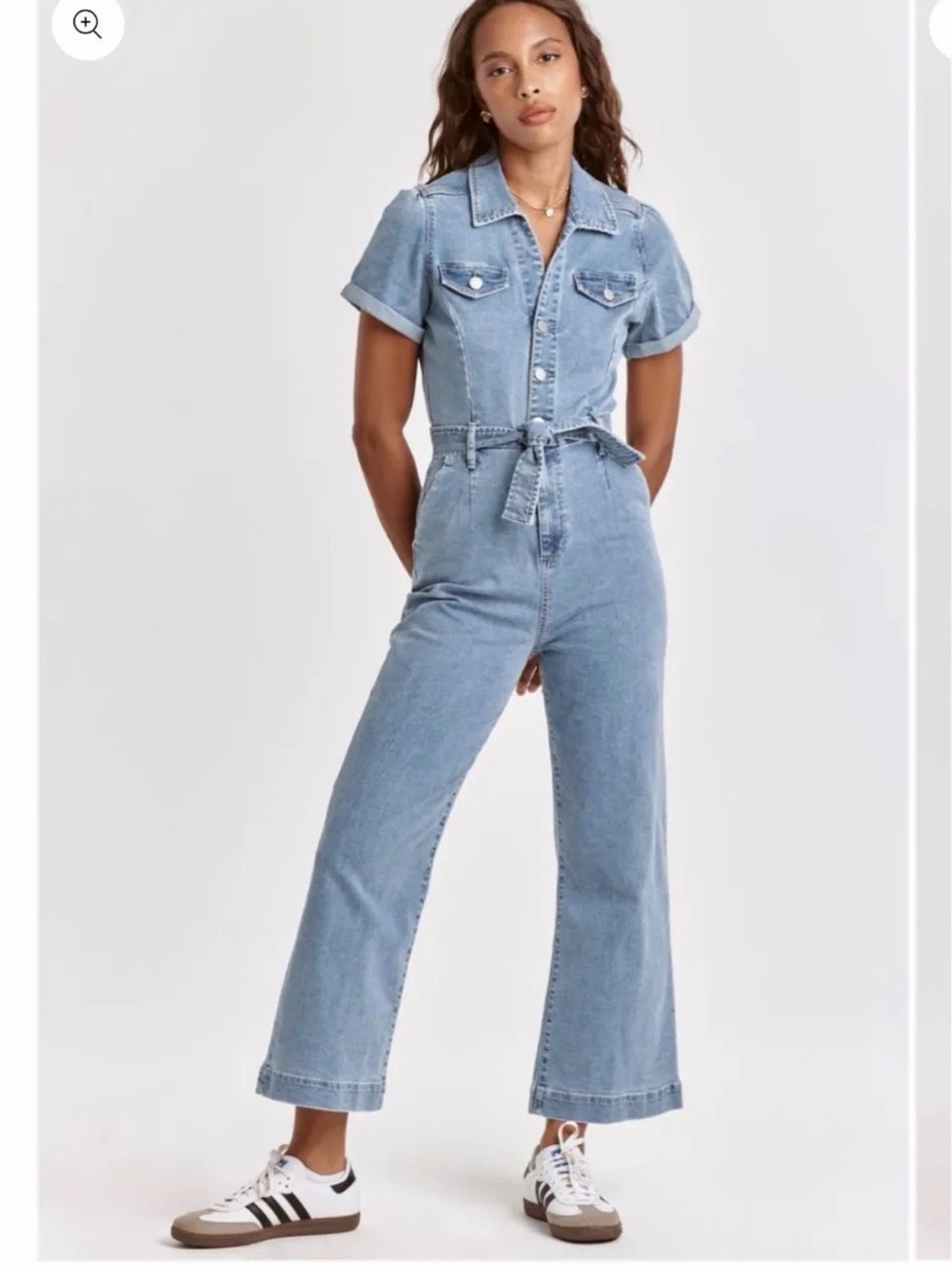 Dear John Light Blue Denim Utility Jumpsuit with Tie Waist